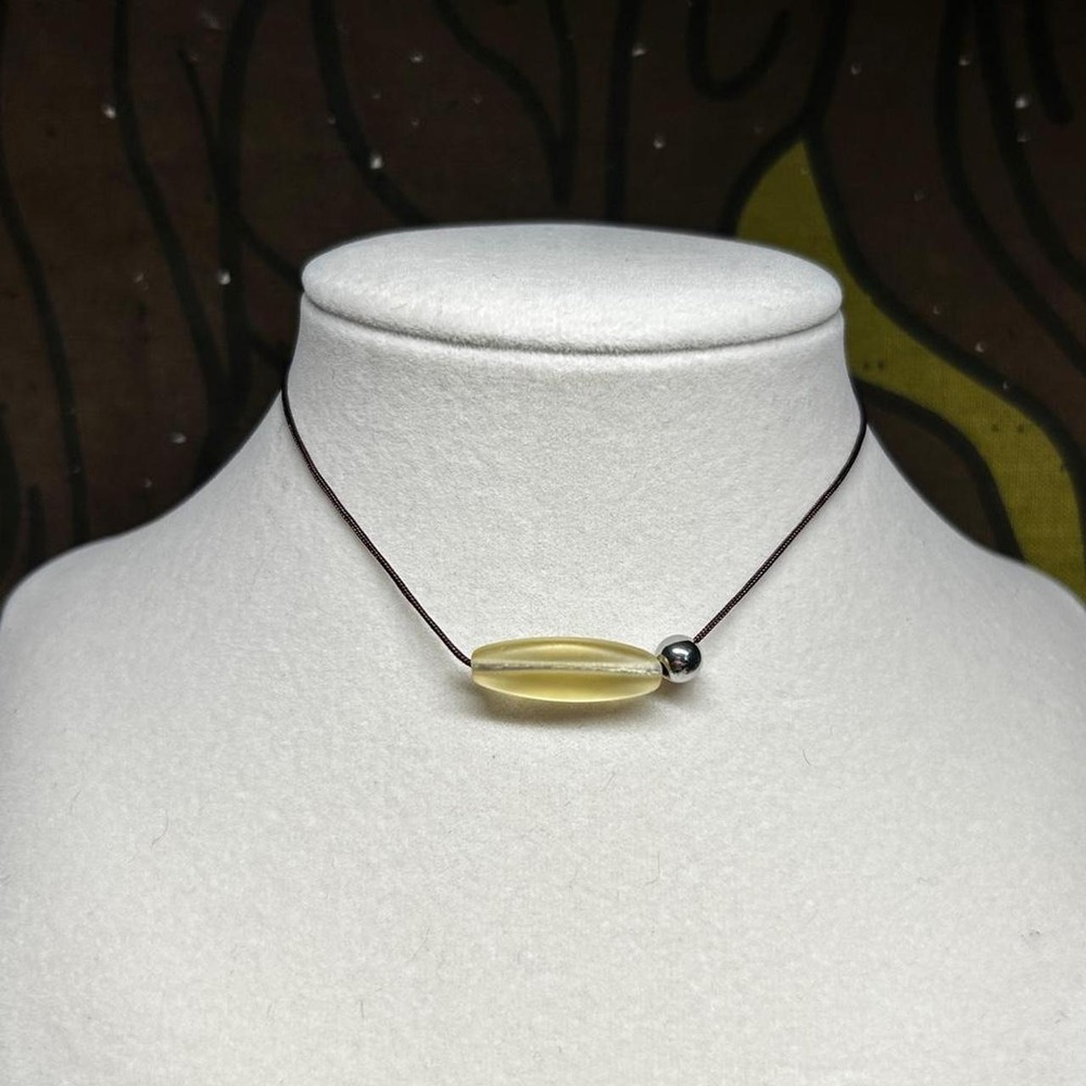 Stainless steel cord adjustable czech glass brown boho dainty minimalist indie